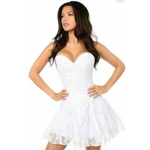 🦋B2G1🦋DAISY CORSETS Lavish White Lace BRIDAL Corset Dress | SMALL |